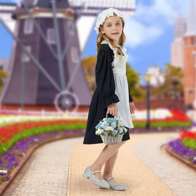 Thumbnail 6 de Aomig Vestito da Cameriera Bambina medievale vittoriano con bonnet e accessori (4 pezzi) XL