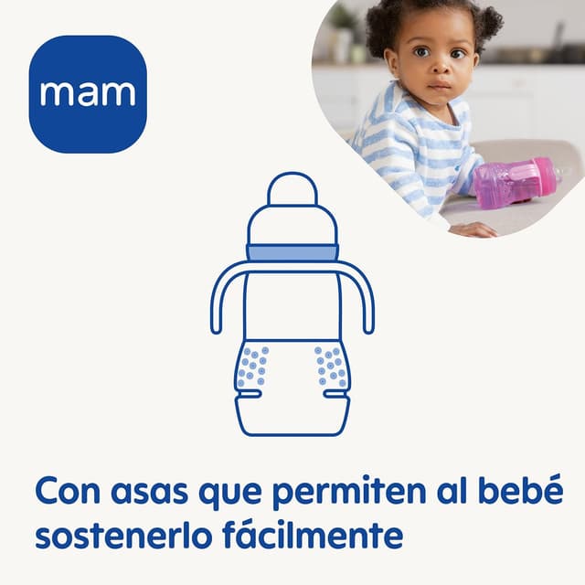 Thumbnail 3 de MAM Biberón y Vaso 2 en 1🍼, 220ml, con Asas, Azul
