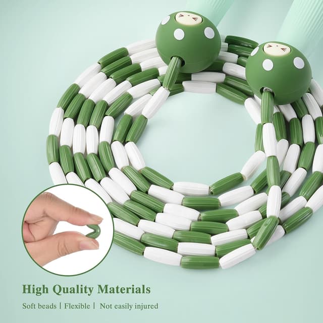 Detalle de OTraki Kinder-Springseil mit Holzgriff und Baumwollseil, 5 m (verstellbar)