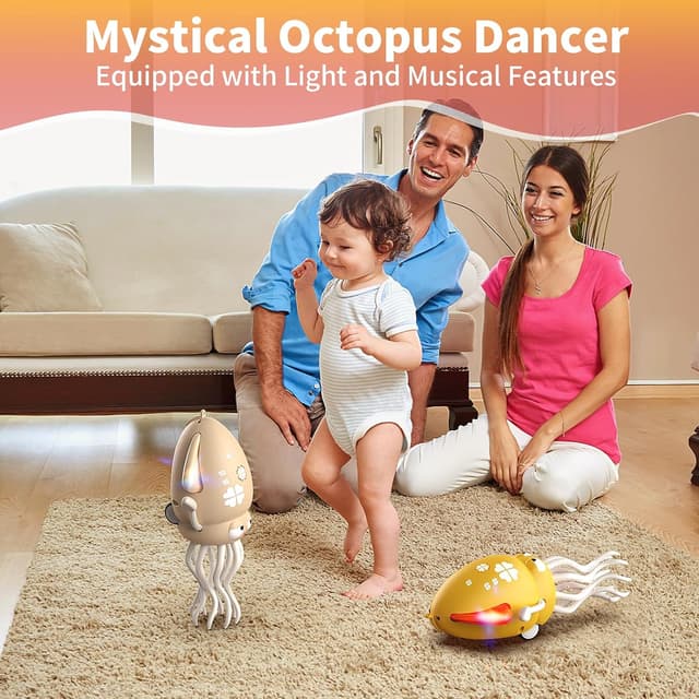 Detalle de Polpo danzante interattivo con luci LED, musica e sensori anti-ostacoli