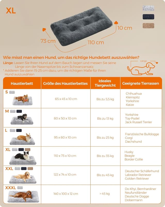 Thumbnail 4 de Feandrea Hundebett 110 cm Dunkelgrau