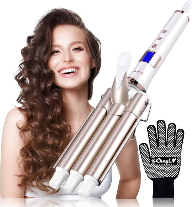 Detalle de CkeyiN 3-Barrel 22mm Hair Waver with LCD 🎀