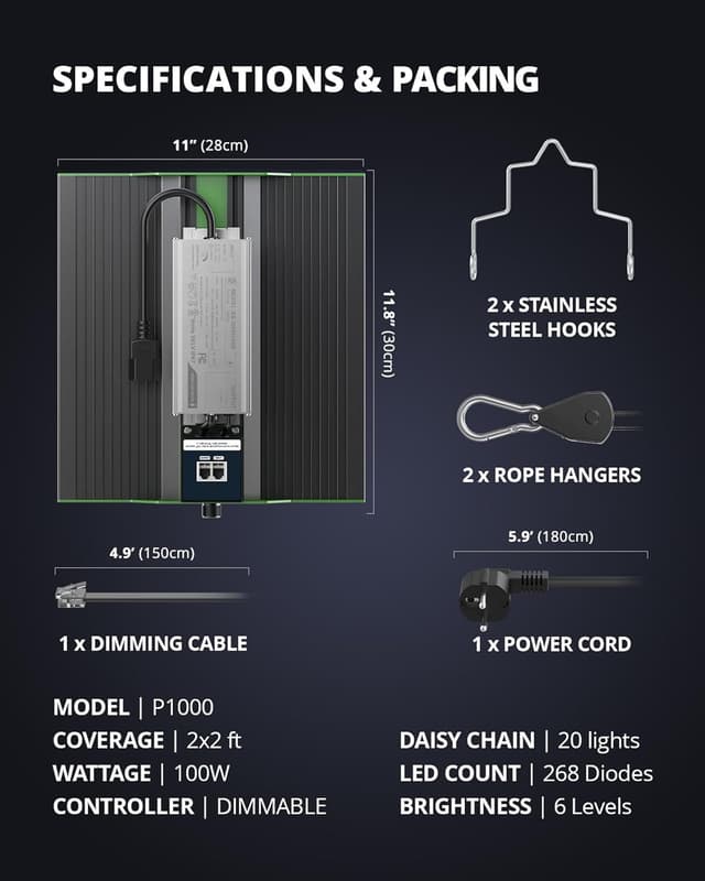 Detalle 2 de VIPARSPECTRA P1000 LED Grow Lampe 2024 Vollspektrum