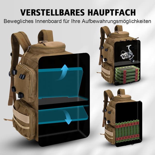 Detalle 2 de Goture Angelrucksack 45-Liter mit 4 Köderboxen