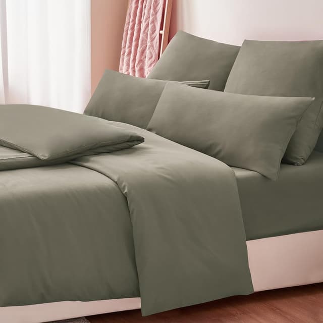 Detalle de RUIKASI Kissenbezug 40 x 80 Taupe im 2er-Set (Mikrofaser, Reißverschluss, pflegeleicht)