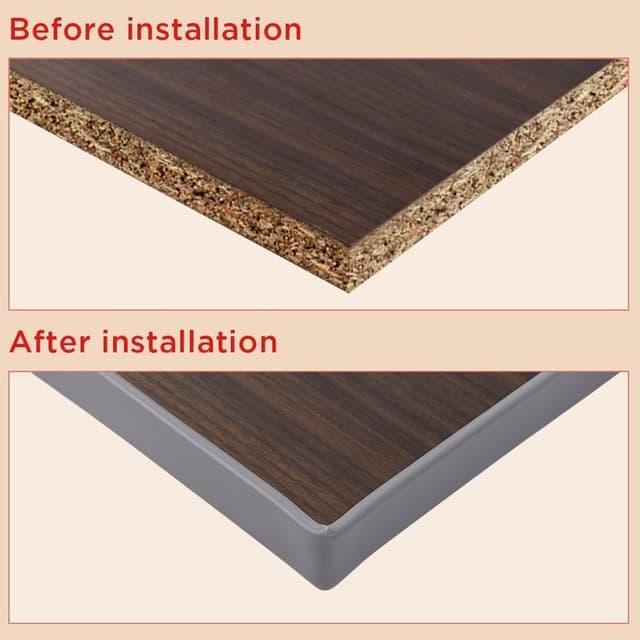 Detalle 2 de Flintronic 10m x 18mm U-Shape Flexible Furniture Edge Banding (Gray) – self-adhesive TPE trim