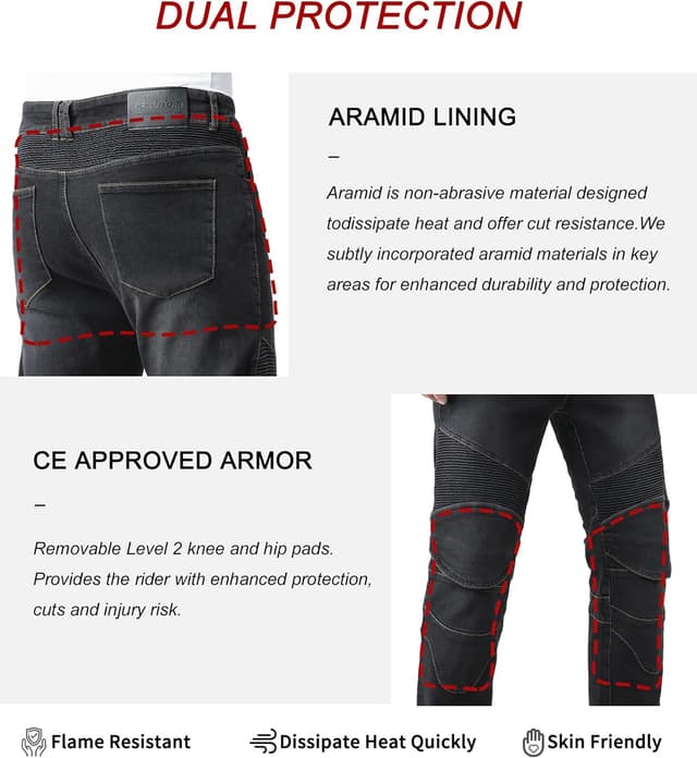 Detalle 2 de CTBQiTom Vaqueros de Moto con Protección CE y Kevlar