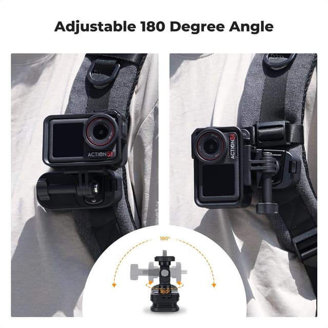 Detalle 2 de K&F CONCEPT Magnetic Backpack Clip Mount – 180° swivel quick-release holder for action cameras