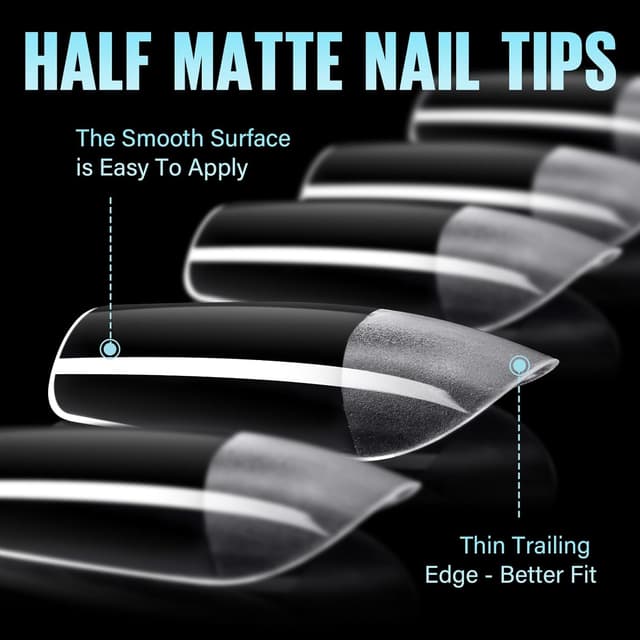 Detalle 2 de TOMICCA Carré Court Capsule Americaine – capsules en gel souple pour faux ongles (240 pièces, 12 tailles)