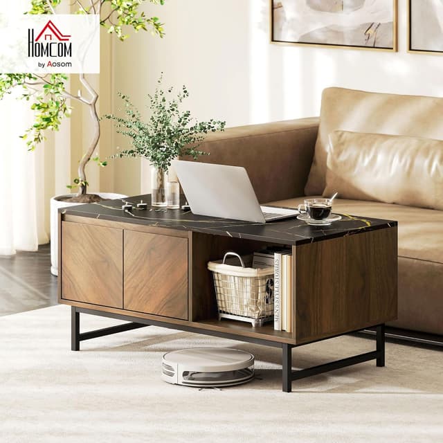 Thumbnail 1 de HOMCOM Table Basse Nogal et Marbre