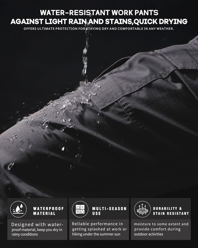 Detalle de CNBQDD Men’s Waterproof Ripstop Cargo Work Pants (7 Pockets)