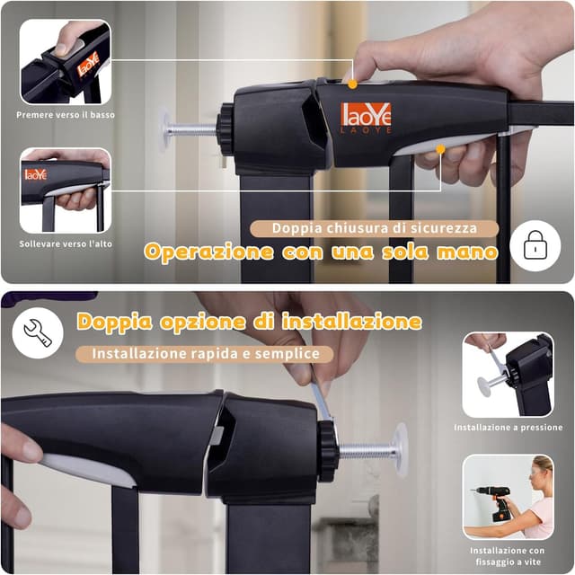 Thumbnail 4 de LAOYE cancelletto per bambini 92 cm regolabile 75–124 cm 🚪