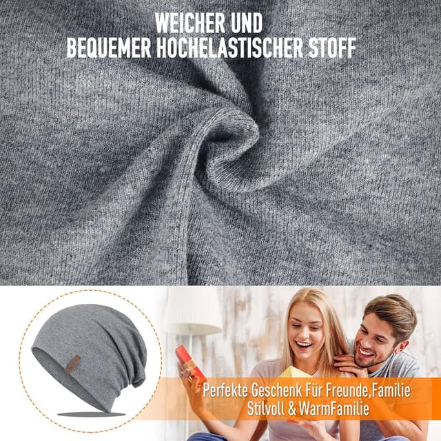 Detalle de Slouch Beanie Mütze aus Baumwolle (95%) – leichte, elastische Longbeanie für Damen & Herren