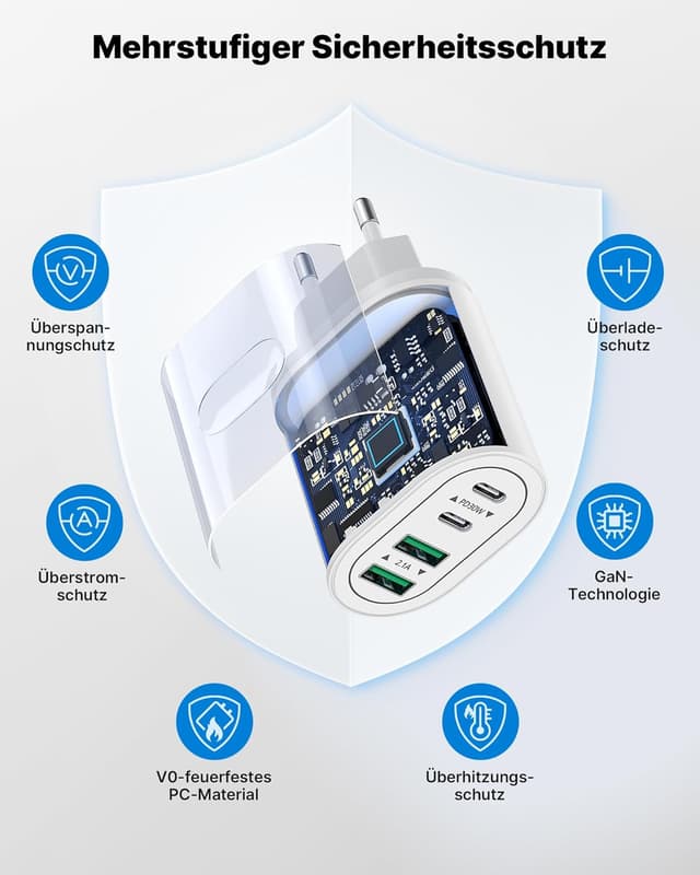 Detalle de 2-Port/4-Port USB-C Ladegerät (60 W) im 2er-Pack mit PD 3.0 für iPhone, iPad & Samsung