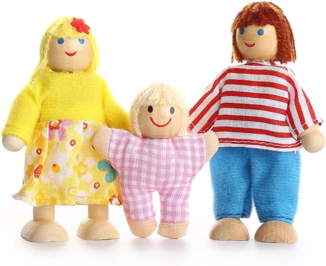 Detalle de Playtee Kids Girls Lovely Happy Family Dolls Playset (Wooden Figures Set of 7)