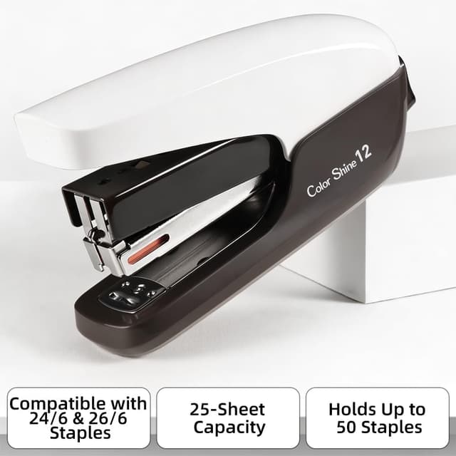 Detalle 2 de SimSign müheloses Heftgerät mit 2000 Heftklammern (für 25 Blatt) – schwarz/weiß