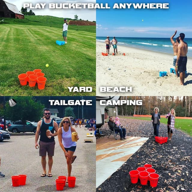 Detalle 2 de BucketBall Original Giant Yard Pong Edition Combo Pack (Ultimate outdoor & tailgate game)