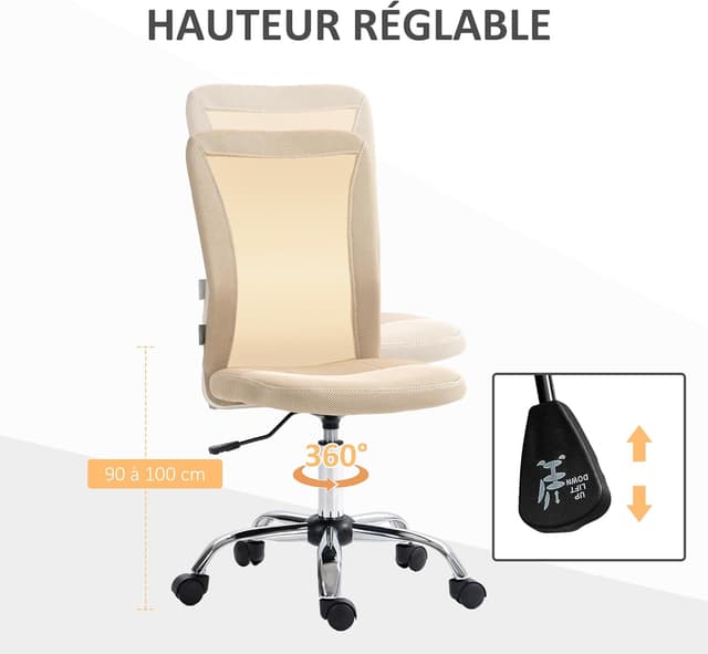 Detalle 1 de Vinsetto chaise de bureau 46 à 56 cm