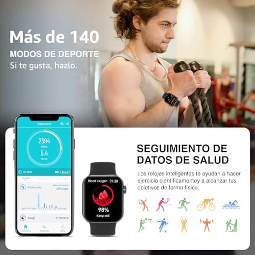 Detalle de ASEEYIRJ Reloj Inteligente P2 para mujer y hombre con llamadas Bluetooth, pantalla 1.85” y IP68