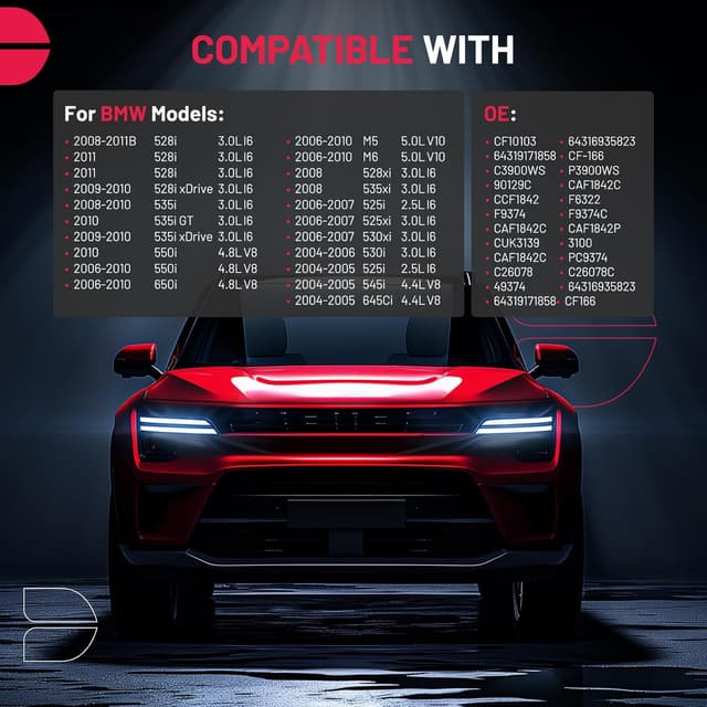 Detalle 2 de BDFHYK 2-Pack Cabin Air Filters with Activated Carbon for Select BMW Models