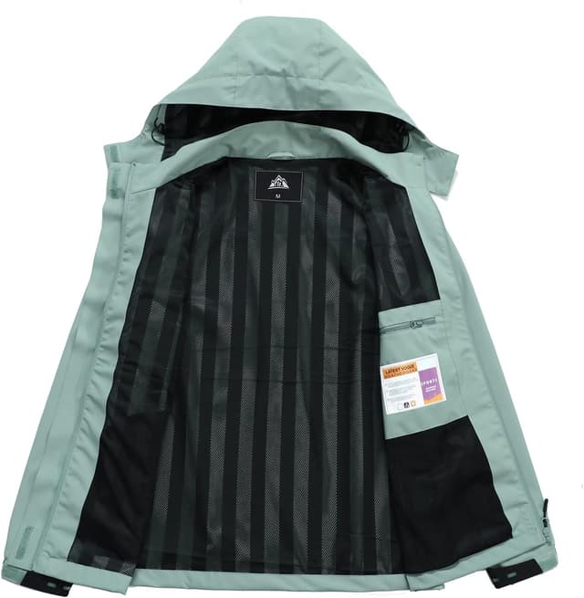 Detalle de MOERDENG Women’s Waterproof Rain Jacket Lightweight Hooded Softshell Windbreaker