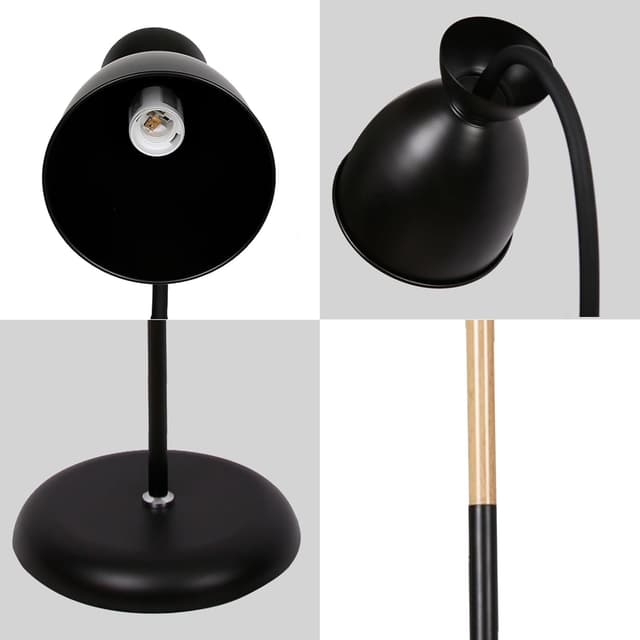 Detalle de Amdelne Lampada da terra vintage in metallo con attacco E27 e paralume orientabile 360° (H 159 cm) – nero