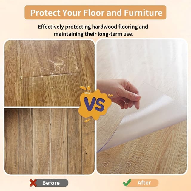 Detalle de OstepDecor Office Chair Mat for Hardwood Floor, clear PVC desk chair protector (90 x 160 cm)