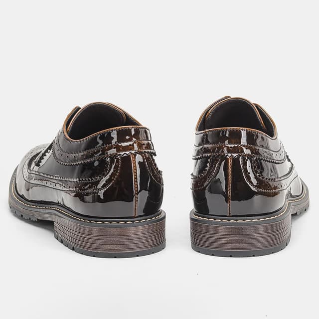 Detalle 2 de Harssidanzar Classic Brogue Elastic Band Oxford en cuir verni pour homme