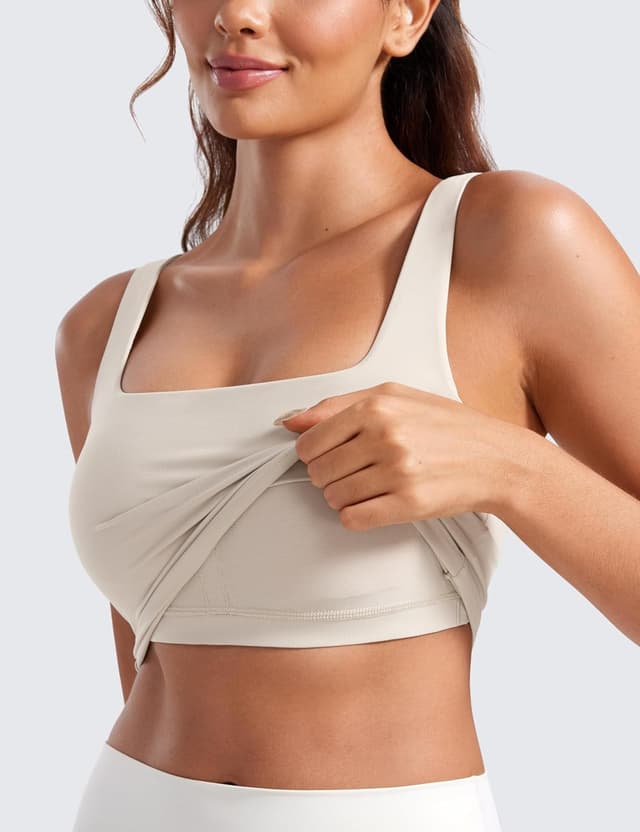 Detalle de CRZ YOGA Butterluxe soutien-gorge de sport rembourré à col carré pour yoga et Pilates