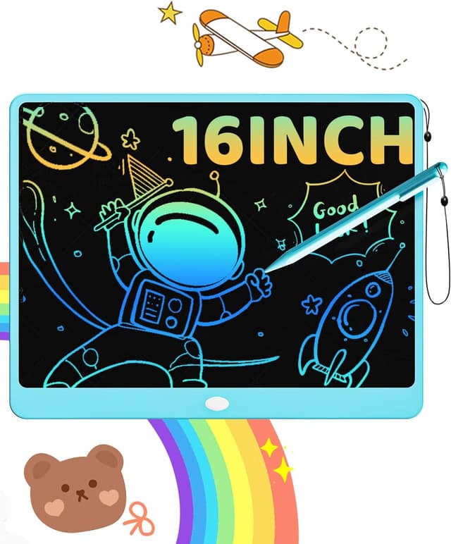 Detalle de ORSEN Tablette LCD 16 pouces : ardoise magique effaçable pour enfants (bleu) de 3 à 8 ans