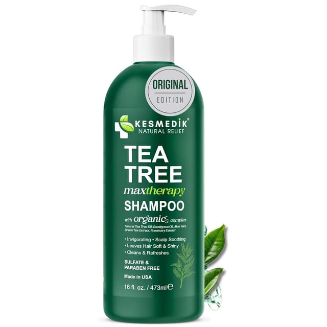 Detalle de KESMEDIK Tea Tree Oil Shampoo MaxTherapy (16 fl oz) — Clarifying, sulfate-free relief for itchy scalp
