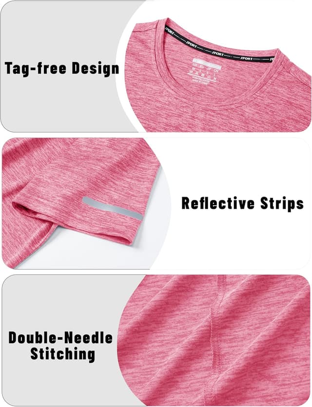 Detalle de KEFITEVD men’s quick-dry short-sleeve sport T-shirt (reflective armbands)