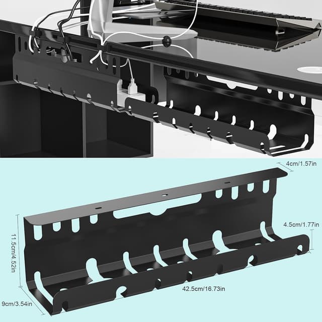 Detalle 2 de 2TLG Kabelkanal 43 cm Schreibtisch 🔌