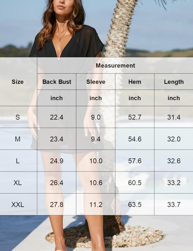 Detalle de Avidlove Chiffon Swimsuit Cover-Up for Women with Deep V-Neck & Drawstring