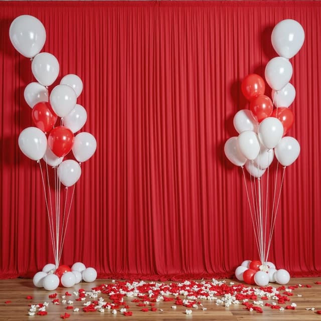 Detalle de 3x3 m roter Vorhang für Kulissen – Polyester Hintergrund für Hochzeit, Party & Fotos (2 Platten, 1,5×3 m)