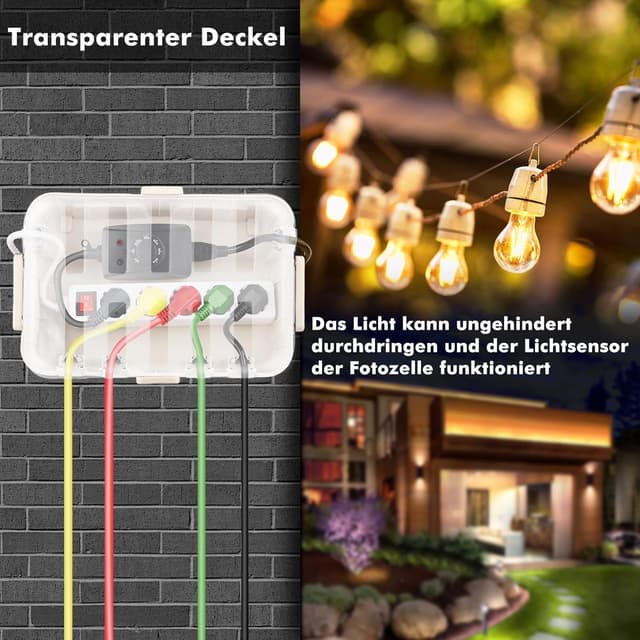 Detalle de Restmo Extra große wasserdichte Kabelbox (IP54) für Outdoor-Kabel, transparenter Deckel – 32 x 22 x 13 cm