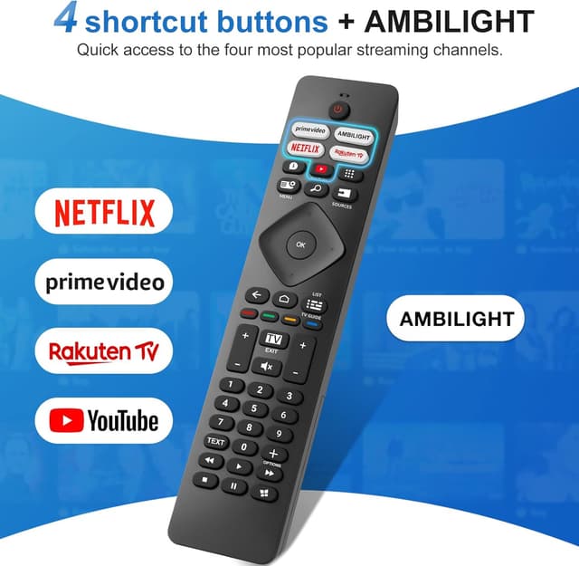 Detalle 2 de YOSUN Universal Philips TV remote with Ambilight button (for all Philips Ambilight models)