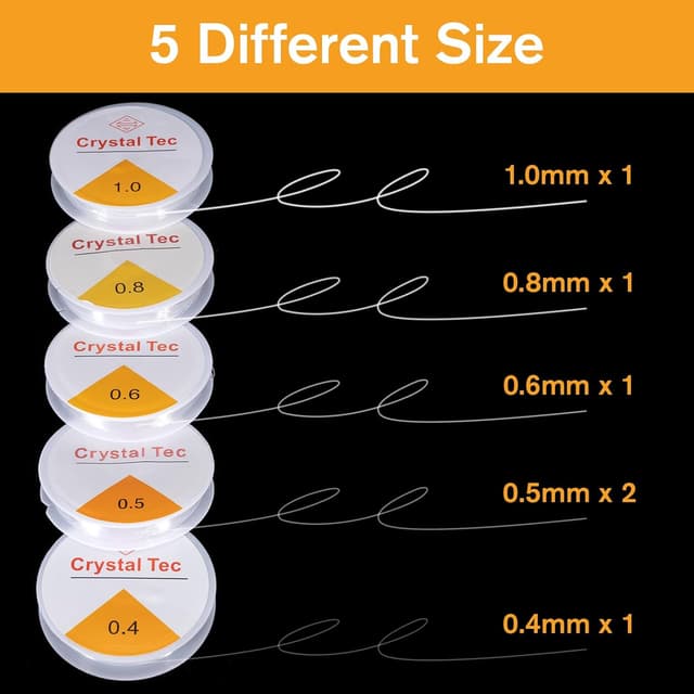 Thumbnail 1 de Cinta Elástica Transparente Nylon para Pulseras - 6 Rollos 🎨