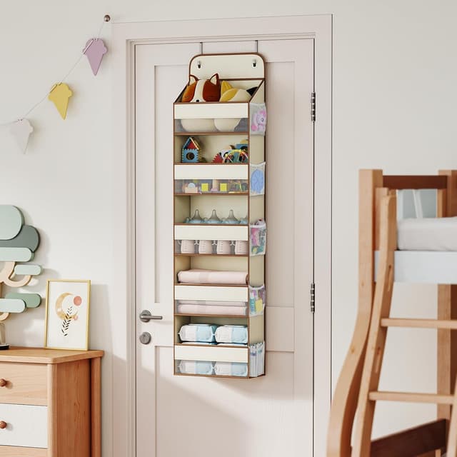 Detalle 2 de LAMU 5-Etagen Tür-Organizer zum Hängen – schwingungssicherer Schrank-Organizer für Kinderzimmer & Bad, Beige