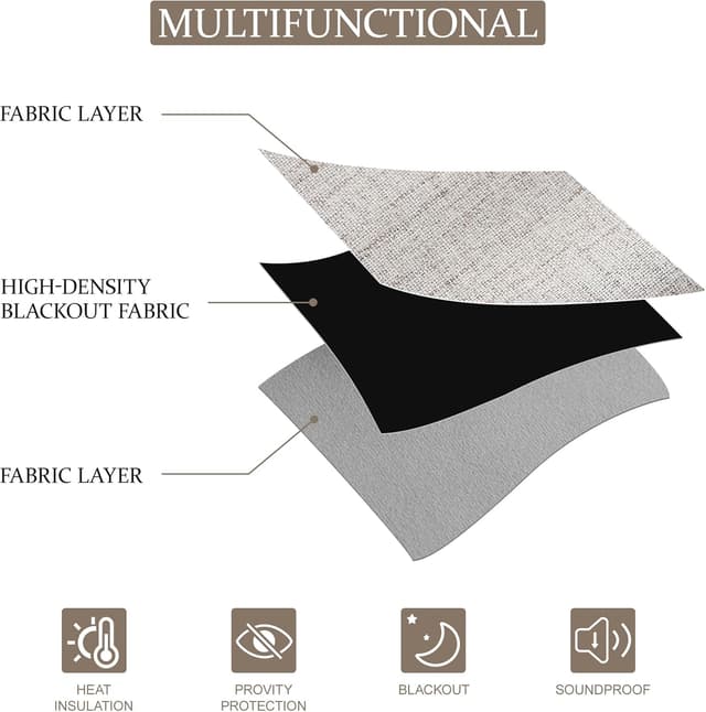 Detalle de CUCRAF 100% Blackout Curtains (Off White) – 2 Eyelet Panels, Soft Texture, 46 x 72 Inch Drop