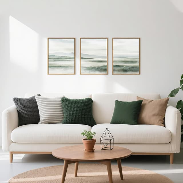 Detalle de ANHUIB 3er Poster Set „Nebelige Bergwände“ – Landschafts-Wandbilder auf Leinwand mit Rahmen, 30×40 cm (3-teilig)