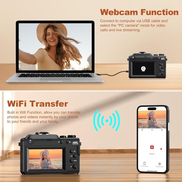 Thumbnail 4 de Dual Lens 4K 64MP Digital Camera for Beginners