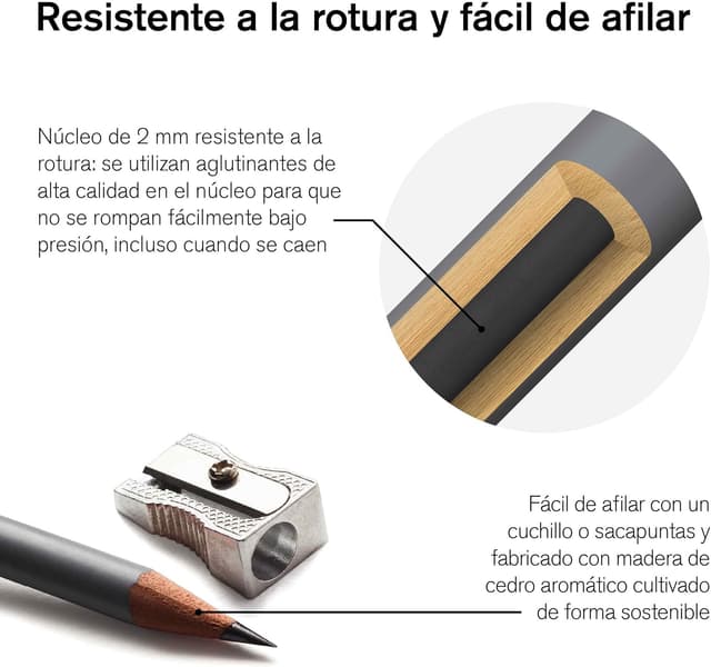 Detalle 2 de Winsor & Newton Studio Collection - 12 Lápices de Grafito Suaves ✏