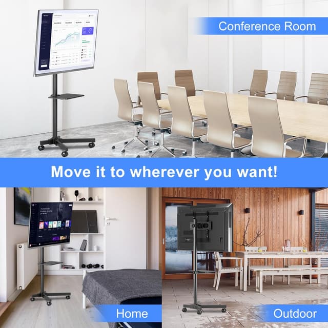 Detalle de Suptek Supporto per TV con ruote fino a 60 pollici e VESA 400x400, altezza regolabile