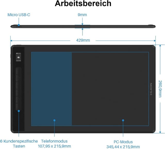 Thumbnail 3 de HUION Inspiroy Giano G930L 13,6" Grafiktablett