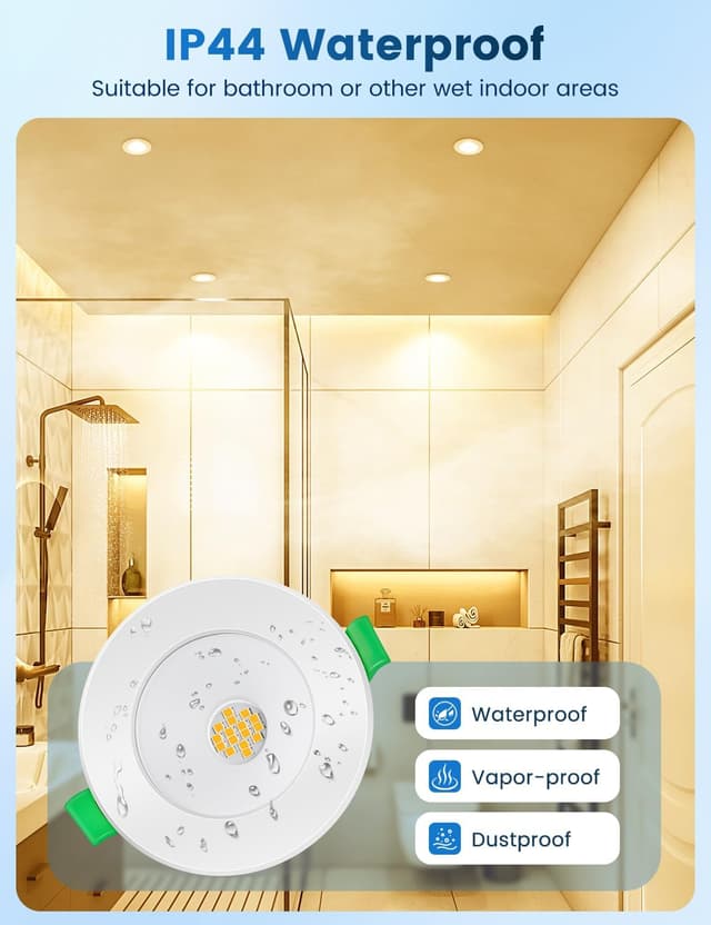 Detalle de QOJUX LED-Einbaustrahler 230V, 5W (800 lm) 3000K, IP44, 6er-Set – nicht dimmbar, ultraflach