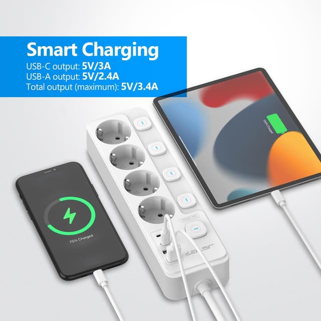 Thumbnail 3 de JSVER Bloc Multiprise USB 8 en 1 2M