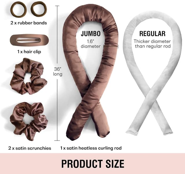 Thumbnail 2 de BLINKEEN Jumbo Heatless Hair Curler Set (Satin Overnight Curls) — Jumbo Heatless Curl Headband, Brown