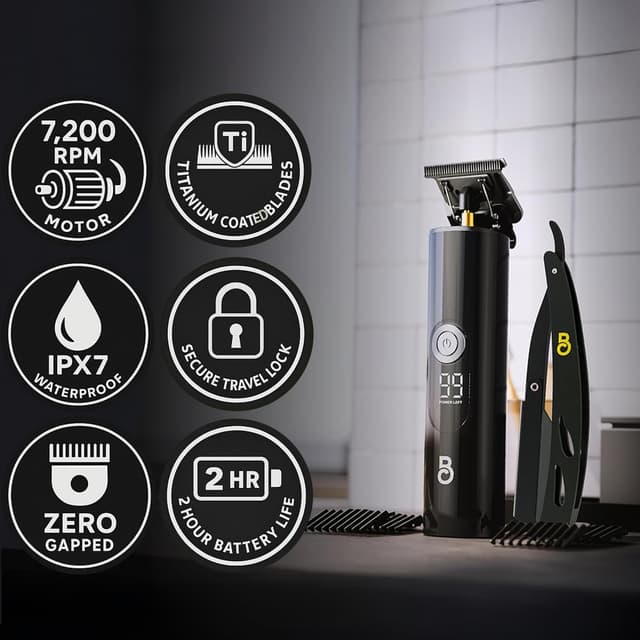 Detalle 2 de Professional T-Blade Beard Trimmer 7,200 RPM 🧔