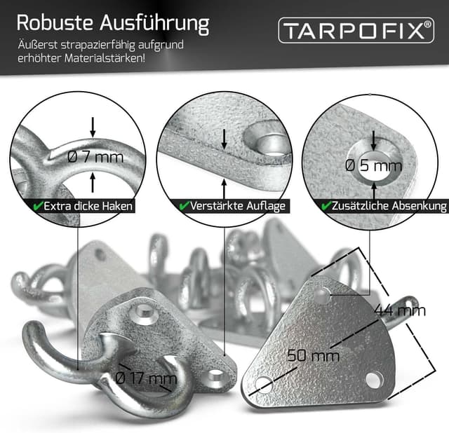 Detalle 2 de Tarpofix Dreiloch Planenhaken 10 Stück